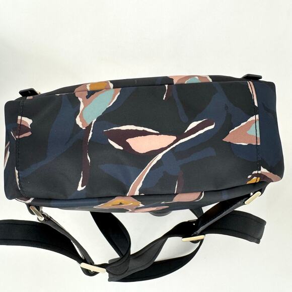 Kate Spade Dawn Paper Rose Medium Backpack Nylon Leather Trim in Black Floral - Picture 11 of 15